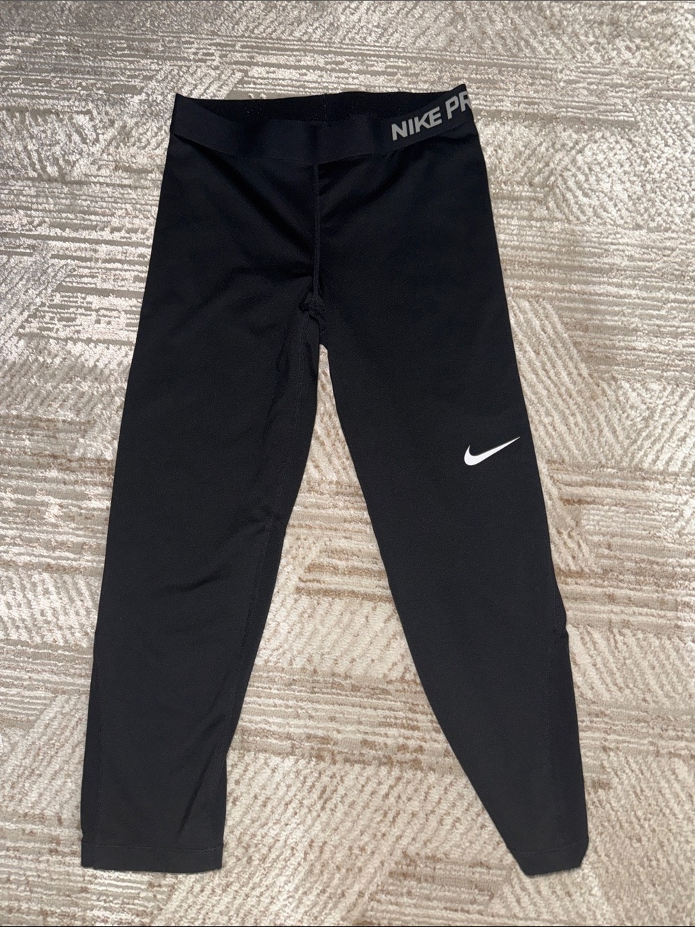 Nike Black Girls' Performance Leggings with White Swoosh
